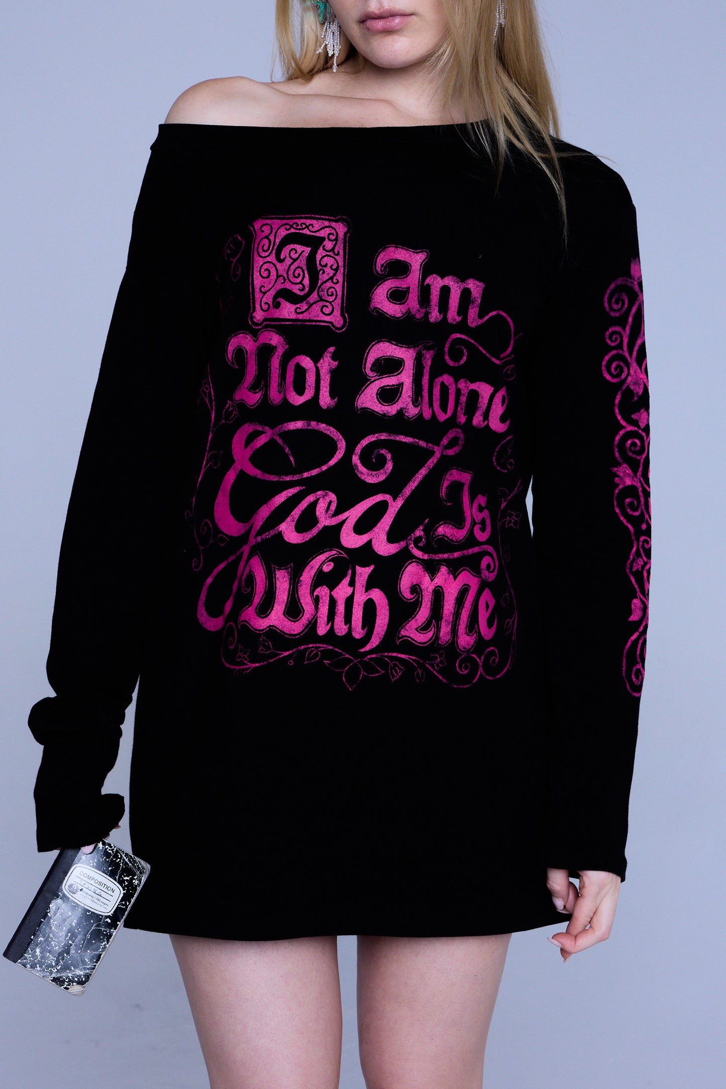 GOD T-SHIRT DRESS IN BLACK